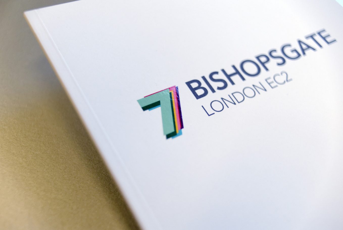 Logo of 7 Bishopsgate, London EC2, with colourful 3D lettering.