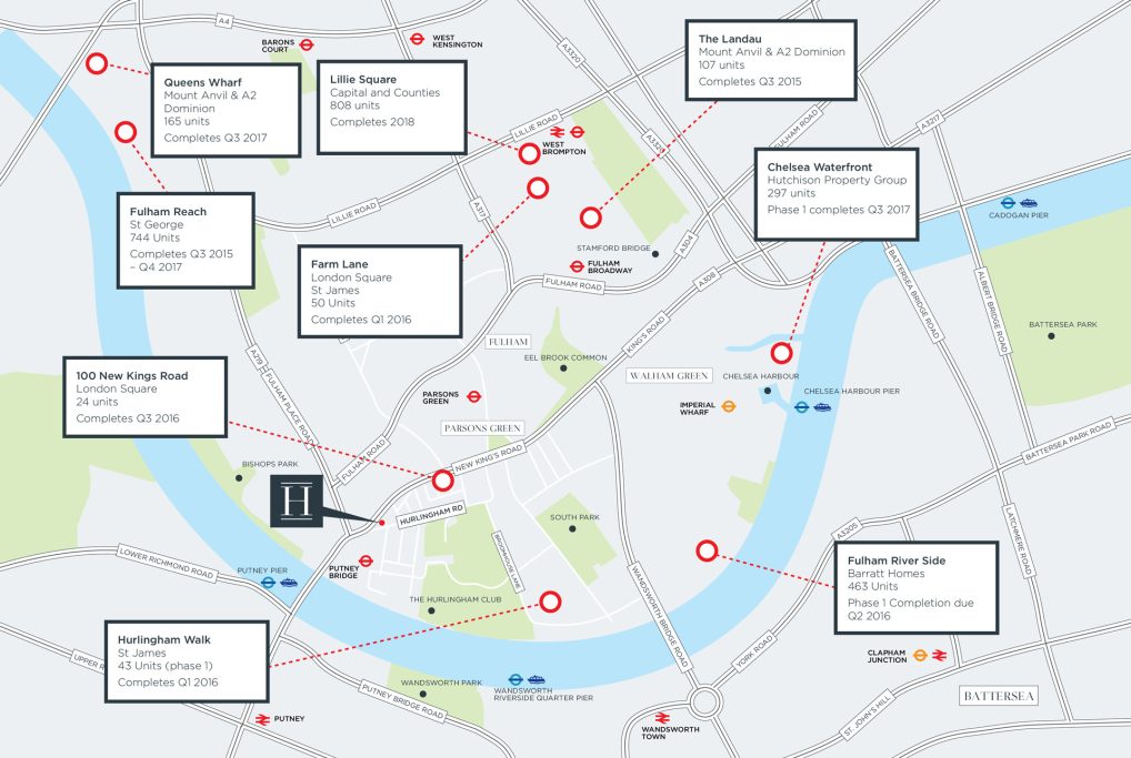 Map of a city area with marked locations and points of interest.