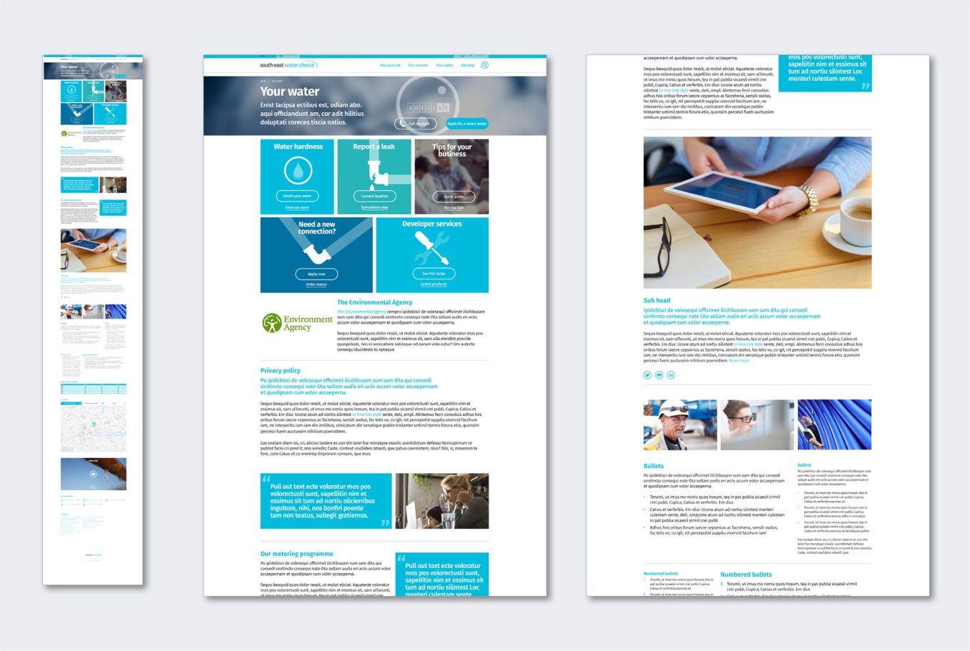 Website layout featuring a blue theme, navigation menu, and informative content sections.